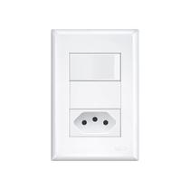 Interruptor Simples e Tomada 2P+T 10A Fame Evidence com Placa 4x2