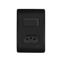 Interruptor Simples E Tomada 2p+t 20a Fame Habitat Black Com Placa 4x2 Preto Interruptor Simples E Tomada 2p+t 20a Fame Habitat Black Com Placa 4x2 Preto