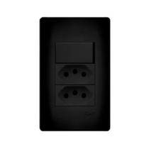 Interruptor Simples e Tomada dupla 10A Preta Fame Interruptor Simples e Tomada dupla 10A Preta Fame