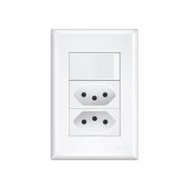 Interruptor Simples E Tomada Dupla 2p+t 10a Fame Evidence Com Placa 4x2 Branco