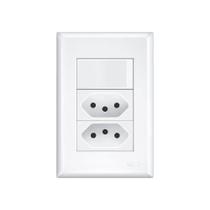 Interruptor Simples e Tomada Dupla 2P+T 10A Fame Evidence com Placa 4x2 Interruptor Simples e Tomada Dupla 2P+T 10A Fame Evidence com Placa 4x2