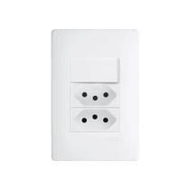 Interruptor Simples E Tomada Dupla 2p+t 10a Fame Habitat Com Placa 4x2 Branco Interruptor Simples E Tomada Dupla 2p+t 10a Fame Habitat Com Placa 4x2 Branco