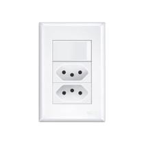 Interruptor Simples E Tomada Dupla 2p+t 20a Fame Evidence Com Placa 4x2 Branco Interruptor Simples E Tomada Dupla 2p+t 20a Fame Evidence Com Placa 4x2 Branco