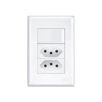 Interruptor Simples e Tomada Dupla 2P+T 20A Fame Evidence com Placa 4x2 Branco