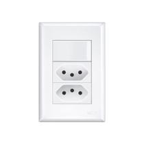 Interruptor Simples e Tomada Dupla 2P+T 20A Fame Evidence com Placa 4x2 Branco