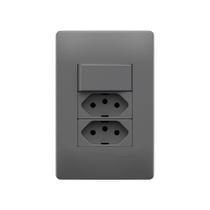 Interruptor Simples E Tomada Dupla 2p+t 20a Fame Habitat Onix Com Placa 4x2 Onix Interruptor Simples E Tomada Dupla 2p+t 20a Fame Habitat Onix Com Placa 4x2 Onix