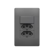 Interruptor Simples e Tomada Dupla 2P+T 20A Fame Habitat Onix com Placa 4x2 Interruptor Simples e Tomada Dupla 2P+T 20A Fame Habitat Onix com Placa 4x2