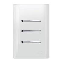Interruptor Simples Horizontal Cromado 3 Teclas Simples Placa 4x2 Branca - Dc-12008 - Novara