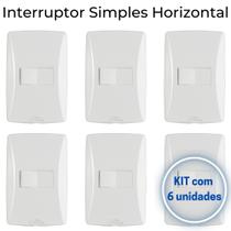Interruptor Simples Horizontal Mec-tronic Branco com Placa 4x2 - Kit c/ 6 unidades