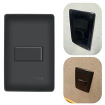 Interruptor Simples Preto Completo 10A com Placa 4x2 Linha Hanitat Black Moderno