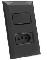 Interruptor Simples + Tomada 10A 4X2 - Dubai Preto