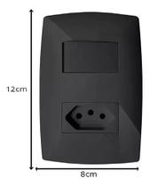 Interruptor Simples + Tomada 10a 4x2 Preto Grafite Home Blux Interruptor Simples + Tomada 10a 4x2 Preto Grafite Home Blux