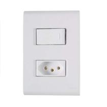 Interruptor Simples + Tomada 10A Linha Liz Tramontina - Branco - Modular - Parafusos Inclusos