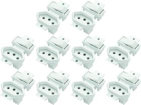 Interruptor Simples + Tomada 10a Sistema X Bco S/ Placa c/10 Interruptor Simples + Tomada 10a Sistema X Bco S/ Placa c/10