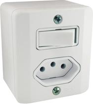 Interruptor Simples + Tomada 10a Sistema X Branco Radial