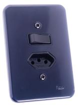 Interruptor Simples + Tomada 2P+T 20a L. Pollar Black Radial