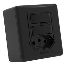 Interruptor Sistema X 2 Simples E Tomada 20a Preto Enerbras