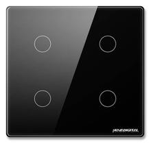 Interruptor smart 4x4 WiFi 4 botões Touch Alexa Google Preto