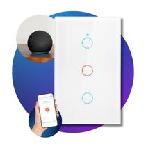 Interruptor Smart Touch Wifi Com ou Sem Neutro 3 Botões Alexa e GHome GKS IMPORTS