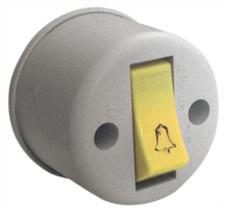 Interruptor Sobrepor Branco Campainha Retangular Cinza Pluzie