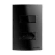 Interruptor Soprano Brava Up 1 Tecla Simples - +1 Tomada 2p+T 20A 250V com Placa 4x2 Preto