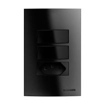 Interruptor Soprano Brava Up 2 Teclas Simples - +1 Tomada 2P+T 10A 250V Preto Interruptor Soprano Brava Up 2 Teclas Simples - +1 Tomada 2P+T 10A 250V Preto