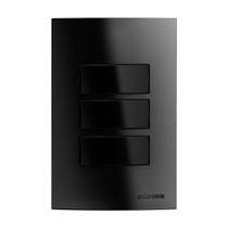 Interruptor Soprano Brava Up - 3 Teclas Simples 10A 250V clom Placa 4x2 Preto