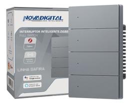 Interruptor Tecla Fisica 4 Botões 4x2 Zigbee com Led NovaDigital Grafite - Cinza Interruptor Tecla Fisica 4 Botões 4x2 Zigbee com Led NovaDigital Grafite - Cinza