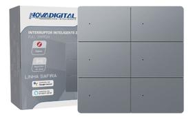 Interruptor Tecla Fisica 6 Botões 4x4 Zigbee com Led NovaDigital Grafite - Cinza
