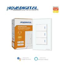 Interruptor tecla Fisica com Led 3 botões Zigbee Branco NovaDigital -NFZB-3-W