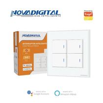 Interruptor tecla Física com led Zigbee 4 Botões 4x4 BRANCO NovaDigital - NFZB-04-W