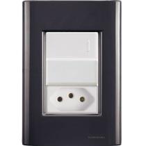 Interruptor Tomada 20A Giz Grafite Tramontina completo pronto