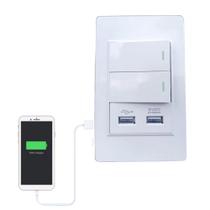 Interruptor Tomada De Parede Duplo Com 2 Entrada Usb 2.1a 5v Bivolt Casa Interruptor Tomada De Parede Duplo Com 2 Entrada Usb 2.1a 5v Bivolt Casa