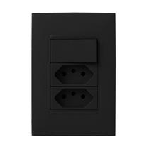 Interruptor + Tomada Dupla 20A 4x2 - Pial Plus + Preto