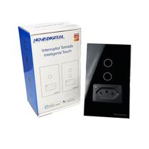 Interruptor Tomada Inteligente Wi-Fi 2 Botões Preto Tuya Interruptor Tomada Inteligente Wi-Fi 2 Botões Preto Tuya