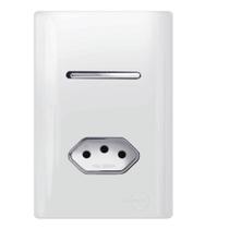 Interruptor + Tomada Universal 2p+t 10a Cromado Com Placa 4x2 Branco - Dc-120020 - Novara Interruptor + Tomada Universal 2p+t 10a Cromado Com Placa 4x2 Branco - Dc-120020 - Novara