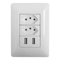 Interruptor Tomada Usb Duplo Turbo De Parede Universal 2.1a 5v - SANK
