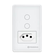 Interruptor Touch 2 Botões Com Tomada Wi-fi Primebras TP1012 Branco Interruptor Touch 2 Botões Com Tomada Wi-fi Primebras TP1012 Branco