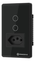 Interruptor Touch 2 Botões Com Tomada Wifi Primebras Preto