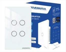 Interruptor Touch 4 Botões Wi-Fi Novadigital 4x2 Branco - C19