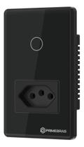 Interruptor Touch Inteligente Com Tomada Wifi Primebras Preto Interruptor Touch Inteligente Com Tomada Wifi Primebras Preto
