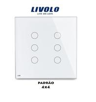 Interruptor Touch Livolo 6 Vias Three-way Paralelo (Branco) - 4x4 - Padrão Brasileiro