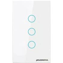 Interruptor Touch Wi-Fi com 3 Botões Novadigital Branco LITE-WS3 Casa inteligente Interruptor Touch Wi-Fi com 3 Botões Novadigital Branco LITE-WS3 Casa inteligente