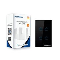 Interruptor Touch Wi-Fi Lite 4 Botões Preto Google Home Alexa - Nova Digital