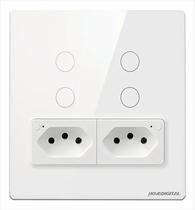 Interruptor Touch Wi-Fi NovaDigital 4 Botões 2 Tomadas 4x4 Branco Interruptor Touch Wi-Fi NovaDigital 4 Botões 2 Tomadas 4x4 Branco