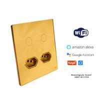 Interruptor touch wi-fi tok glass 2pads+2tom dourado 4x4 Interruptor touch wi-fi tok glass 2pads+2tom dourado 4x4