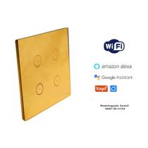 Interruptor touch wi-fi tok glass 4pads dourado 4x4 Interruptor touch wi-fi tok glass 4pads dourado 4x4
