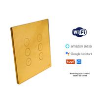 Interruptor touch wi-fi tok glass 6pads dourado 4x4 Interruptor touch wi-fi tok glass 6pads dourado 4x4