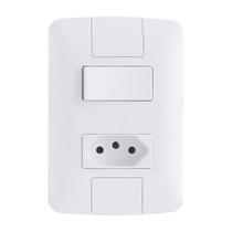 Interruptor Tramontina Aria 1 Tecla Simples - Tomada 2P+T 10A com Placa Branco Interruptor Tramontina Aria 1 Tecla Simples - Tomada 2P+T 10A com Placa Branco