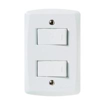 Interruptor Tramontina Branco 2 Teclas Simples 2x4 C/ Placa Interruptor Tramontina Branco 2 Teclas Simples 2x4 C/ Placa